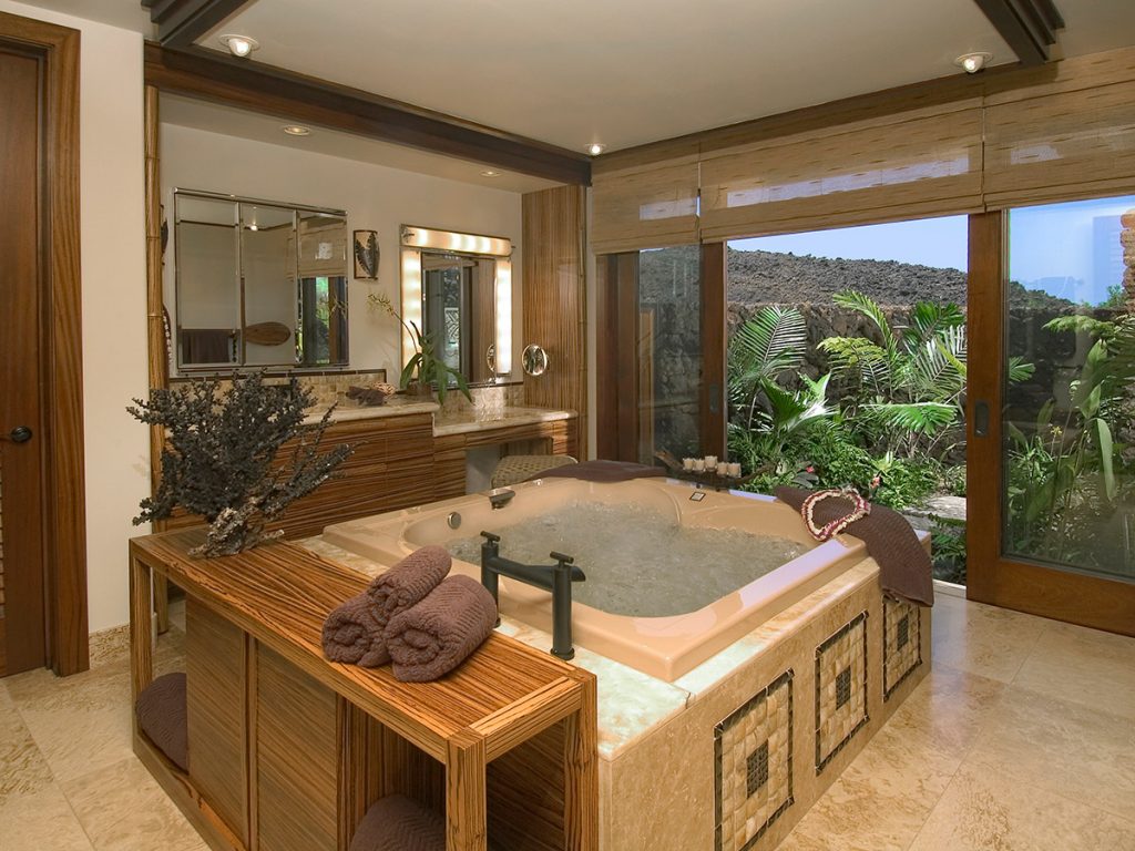 Tropical Bathroom Design With View